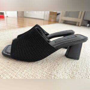 French Connection Black Textured Mules